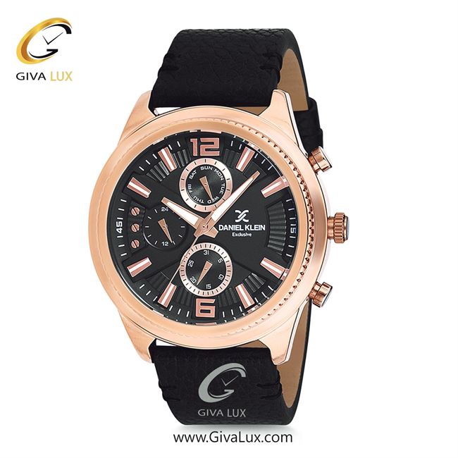 ساعت مچی اورجینال مردانه دنیل کلین سه موتوره فول تایم رزگلد | مشکی| مشکی| کد رفرنس DK12171-2