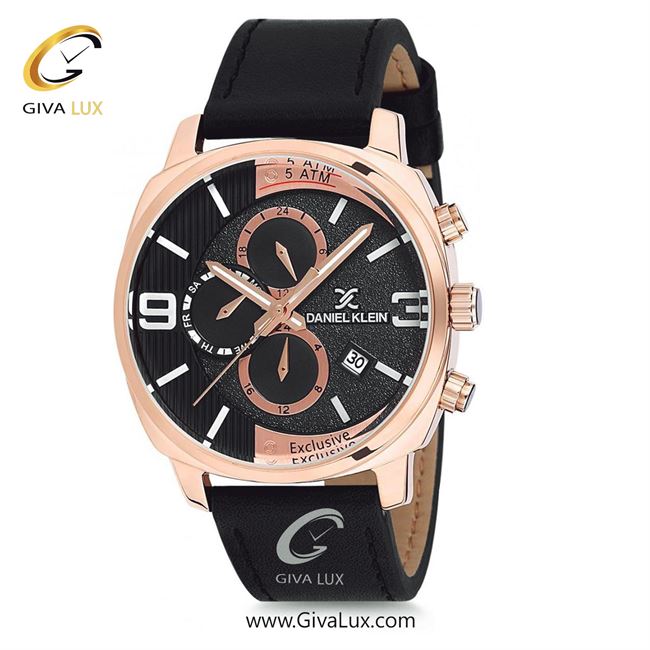 ساعت مچی اورجینال مردانه دنیل کلین سه موتوره فول تایم رزگلد | مشکی| مشکی| کد رفرنس DK12174-2