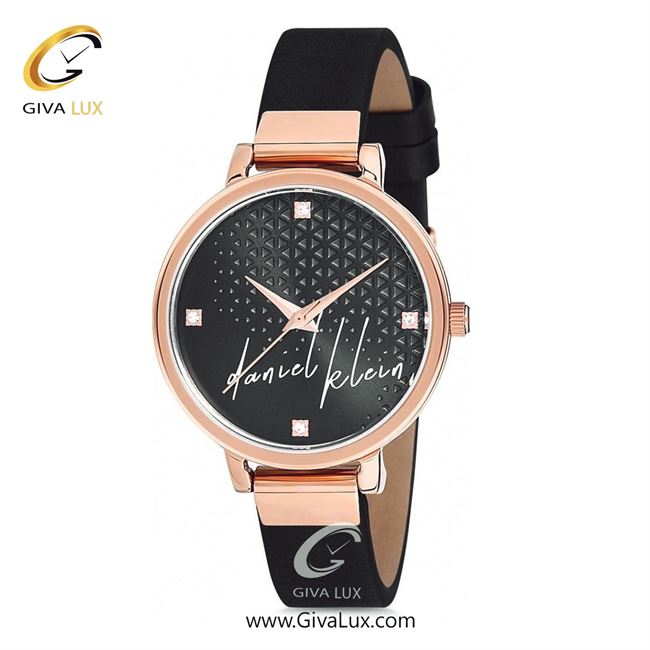 ساعت مچی اورجینال زنانه دنیل کلین رزگلد | مشکی| مشکی-گلدار/طرحدار| کد رفرنس DK12181-7