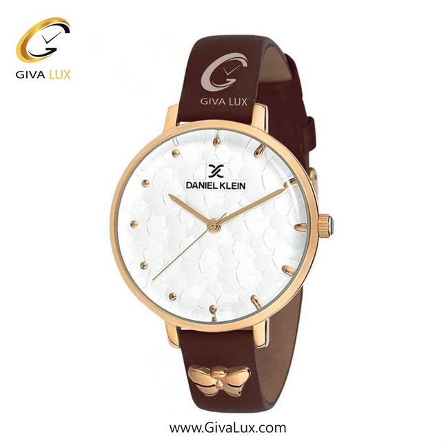 ساعت مچی اورجینال زنانه دنیل کلین طلایی | قهوه ای| گلدار/طرحدار-سفید| کد رفرنس DK12184-2