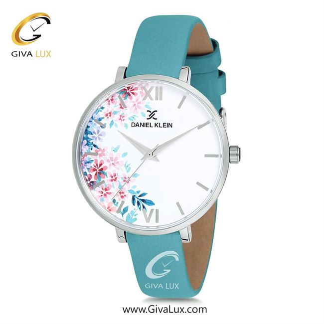 ساعت مچی اورجینال زنانه دنیل کلین نقره ای | سبزآبی| سفید-گلدار/طرحدار| کد رفرنس DK12187-5