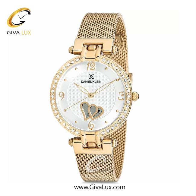 ساعت مچی اورجینال زنانه دنیل کلین طلایی | طلایی| سفید-گلدار/طرحدار| کد رفرنس DK12192-3