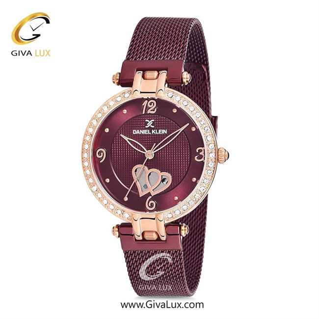 ساعت مچی اورجینال زنانه دنیل کلین رزگلد | زرشکی| گلدار/طرحدار-زرشکی| کد رفرنس DK12192-6