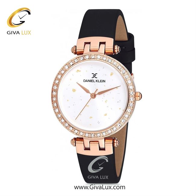 ساعت مچی اورجینال زنانه دنیل کلین رزگلد | مشکی| نقره ای-گلدار/طرحدار| کد رفرنس DK12199-3