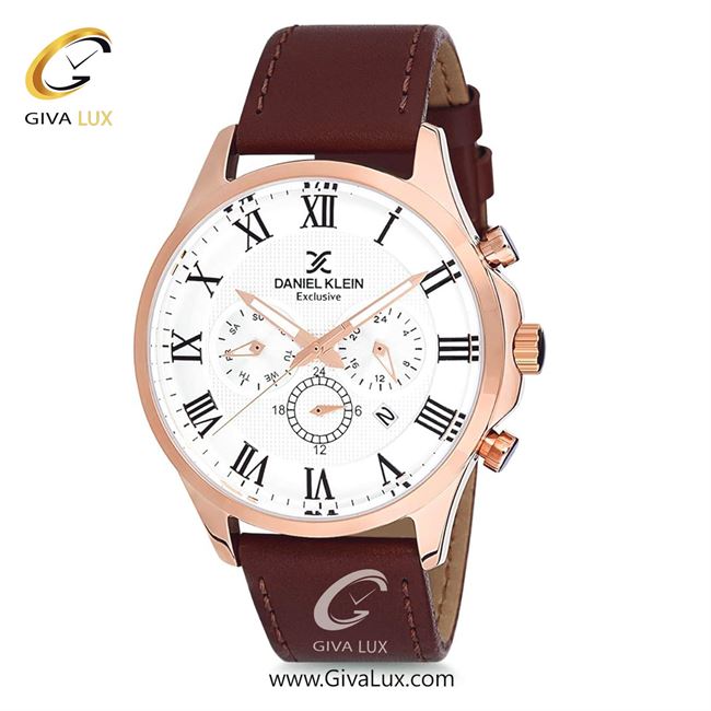 ساعت مچی اورجینال مردانه دنیل کلین سه موتوره فول تایم رزگلد | قهوه ای| سفید| کد رفرنس DK12220-3