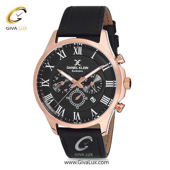 ساعت مچی اورجینال مردانه دنیل کلین سه موتوره فول تایم رزگلد | مشکی| مشکی| کد رفرنس DK12220-6