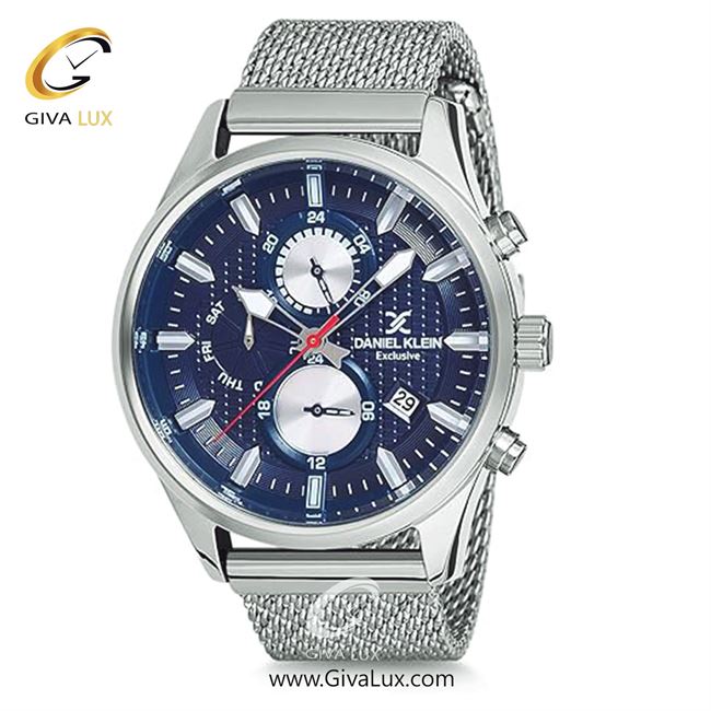 ساعت مچی اورجینال مردانه دنیل کلین سه موتوره کرنوگراف نقره ای | نقره ای| سرمه ای| کد رفرنس DK12222-3