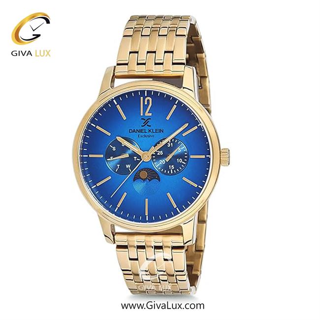 ساعت مچی اورجینال مردانه دنیل کلین سه موتوره فول تایم طلایی | طلایی| آبی| کد رفرنس DK12226-5