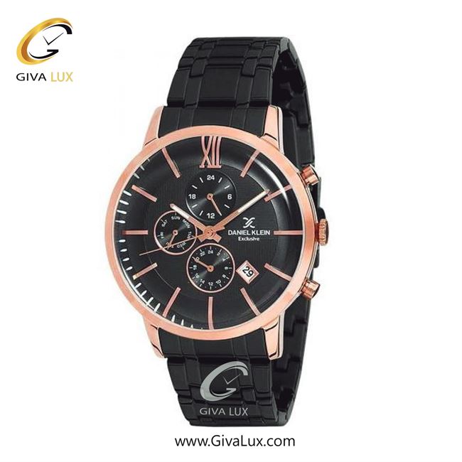 ساعت مچی اورجینال مردانه دنیل کلین سه موتوره کرنوگراف رزگلد | مشکی| مشکی| کد رفرنس DK12228-6
