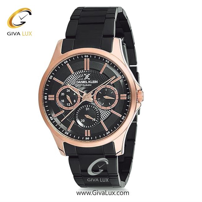 ساعت مچی اورجینال مردانه دنیل کلین سه موتوره فول تایم رزگلد | مشکی| مشکی| کد رفرنس DK12239-6