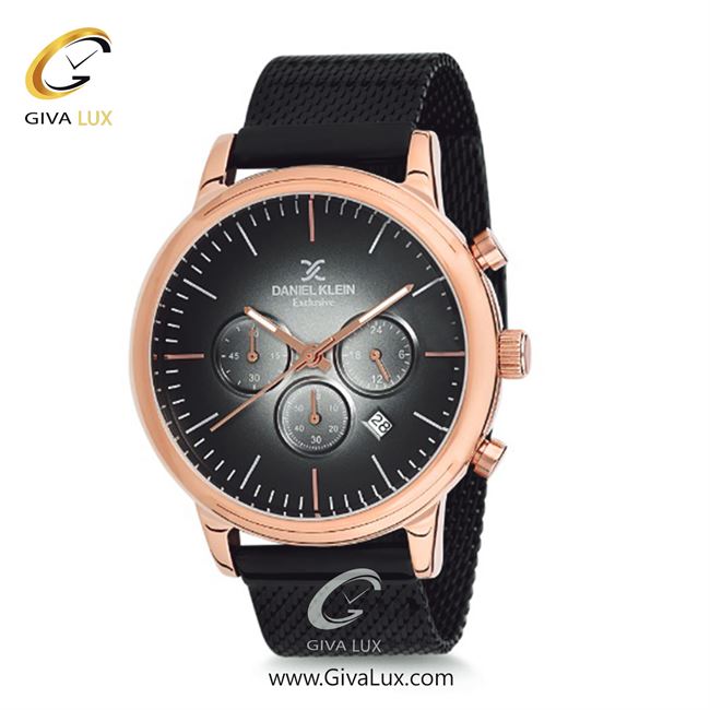 ساعت مچی اورجینال مردانه دنیل کلین سه موتوره کرنوگراف رزگلد | مشکی| مشکی| کد رفرنس DK12246-3