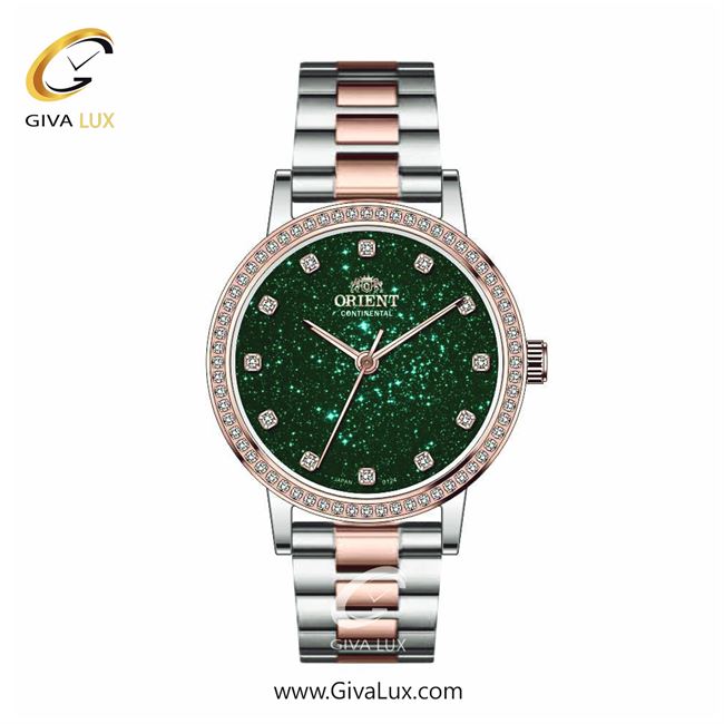 ساعت مچی اورجینال زنانه اورینت (کانتیننتال) | Orient (Continental) رزگلد-نقره ای | رزگلد-نقره ای| سبز یشمی تیره| کد رفرنس 0124