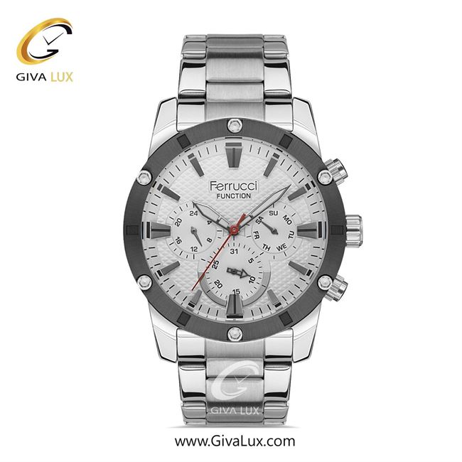 ساعت مچی اورجینال مردانه فروچی Ferrucci سه موتوره فول تایم طوسی | نقره ای| نقره ای| کد رفرنس fcf.12485FM.05