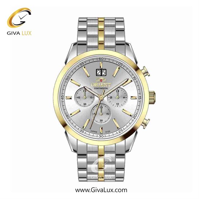 ساعت مچی اورجینال مردانه اورینت (کانتیننتال) | Orient (Continental) سه موتوره کرنوگراف نقره ای-طلایی | طلایی-نقره ای| نقره ای| کد رفرنس 0125