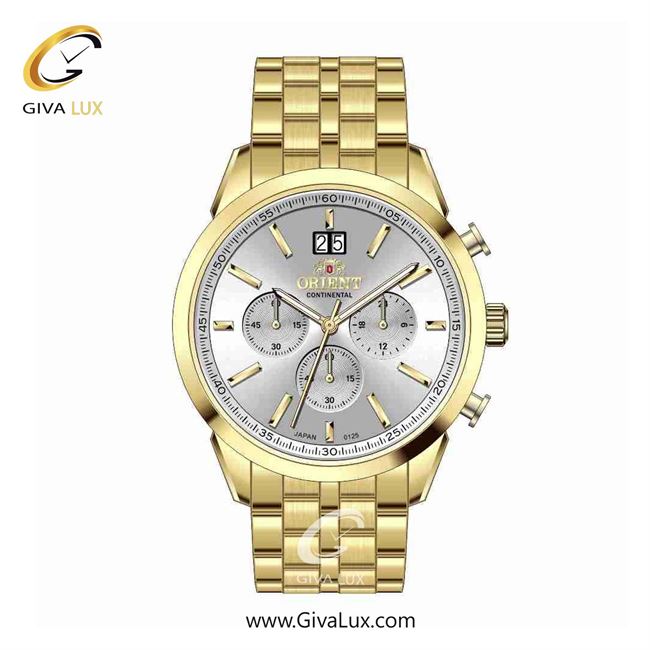 ساعت مچی اورجینال مردانه اورینت (کانتیننتال) | Orient (Continental) سه موتوره کرنوگراف طلایی | طلایی| نقره ای| کد رفرنس 0125