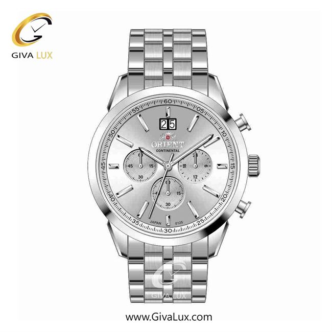 ساعت مچی اورجینال مردانه اورینت (کانتیننتال) | Orient (Continental) سه موتوره کرنوگراف نقره ای | نقره ای| نقره ای| کد رفرنس 0125