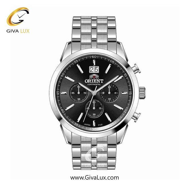 ساعت مچی اورجینال مردانه اورینت (کانتیننتال) | Orient (Continental) سه موتوره کرنوگراف نقره ای | نقره ای| مشکی| کد رفرنس 0125