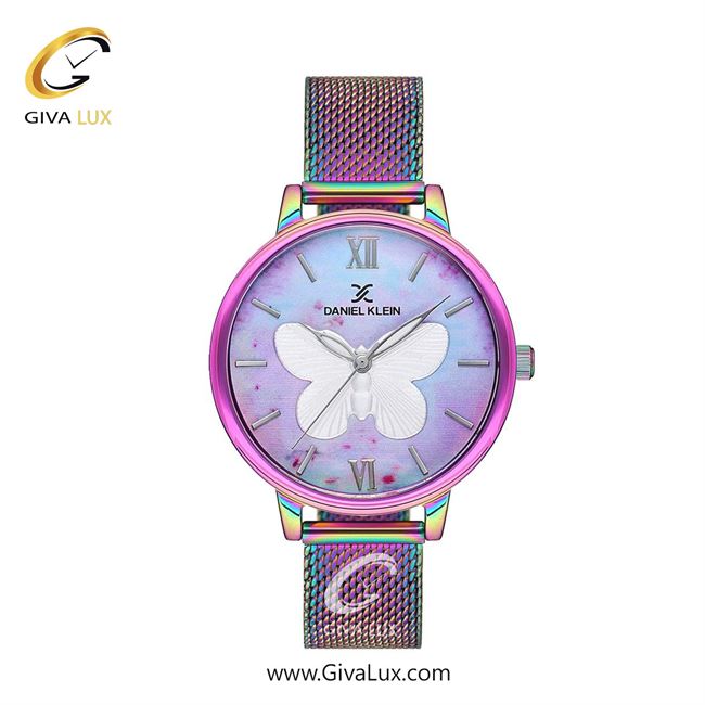 ساعت مچی اورجینال زنانه دنیل کلین بنفش | طلایی-بنفش| هفت رنگ-گلدار/طرحدار-سفید صدفی-طوسی| کد رفرنس DK12535-6
