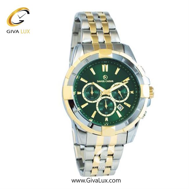 ساعت مچی اورجینال مردانه دنیل سزار سه موتوره کرنوگراف نقره ای-طلایی | نقره ای-طلایی| سبز یشمی تیره| کد رفرنس DC-1257