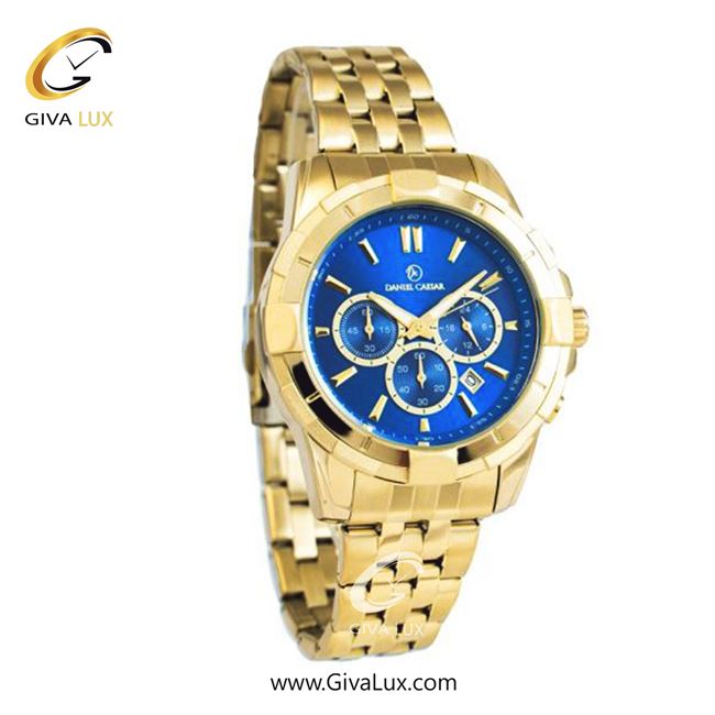 ساعت مچی اورجینال مردانه دنیل سزار سه موتوره کرنوگراف طلایی | طلایی| آبی| کد رفرنس DC-1257
