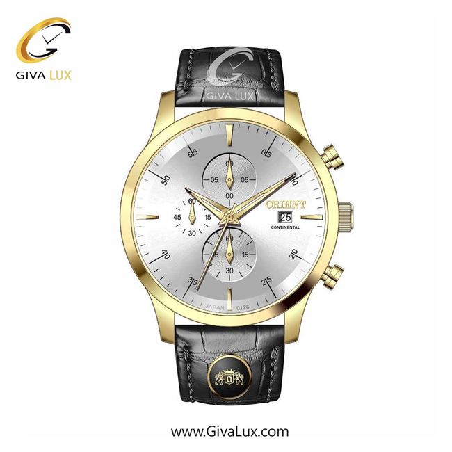 ساعت مچی اورجینال مردانه اورینت (کانتیننتال) | Orient (Continental) سه موتوره کرنوگراف طلایی | مشکی| نقره ای| کد رفرنس 0126