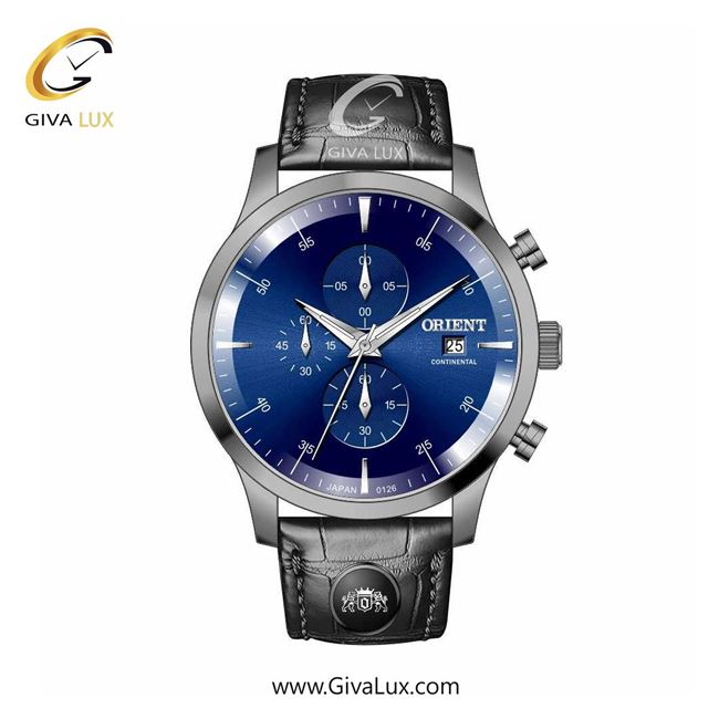 ساعت مچی اورجینال مردانه اورینت (کانتیننتال) | Orient (Continental) سه موتوره کرنوگراف تیتانیوم | مشکی| سرمه ای| کد رفرنس 0126