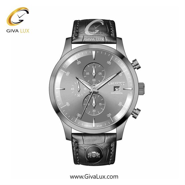 ساعت مچی اورجینال مردانه اورینت (کانتیننتال) | Orient (Continental) سه موتوره کرنوگراف تیتانیوم | مشکی| دودی|تیتانیوم| کد رفرنس 0126
