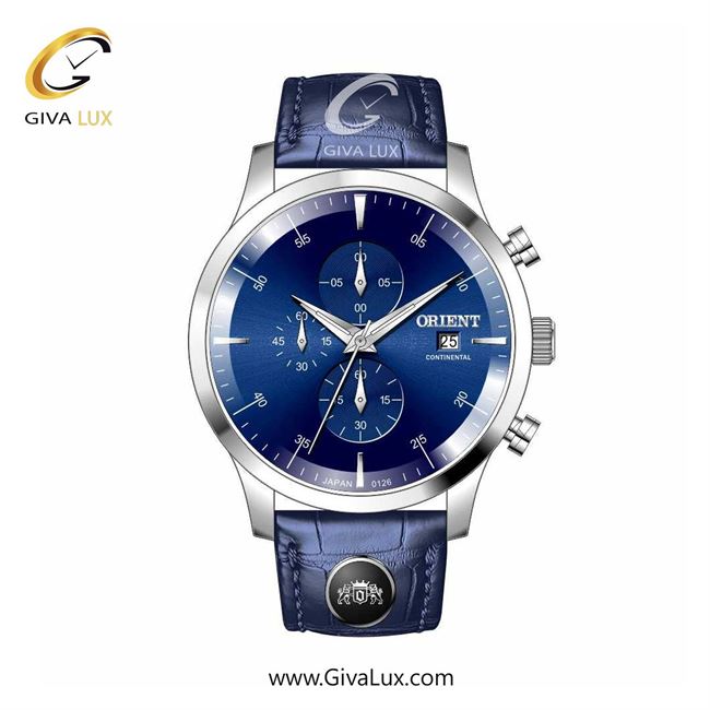 ساعت مچی اورجینال مردانه اورینت (کانتیننتال) | Orient (Continental) سه موتوره کرنوگراف نقره ای | سرمه ای| سرمه ای| کد رفرنس 0126