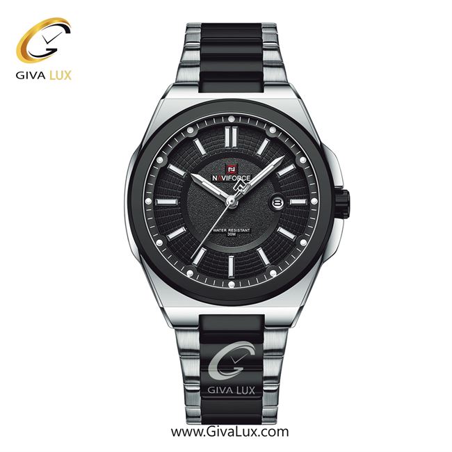 ساعت مچی اورجینال مردانه ناوی فورس|Naviforce|نوی فورس|نیوی فورس نقره ای | مشکی-نقره ای| مشکی| کد رفرنس NF9212