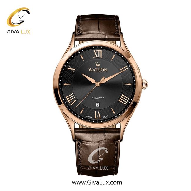 ساعت مچی اورجینال مردانه واتسون | WATSON  رزگلد | قهوه ای| مشکی| کد رفرنس W 1290G-361