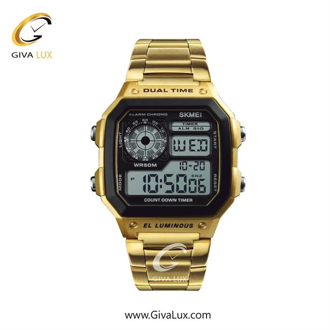 ساعت مچی اورجینال مردانه اسکمی (Skmei) دو زمانه مشکی | طلایی| مشکی| کد رفرنس 1335