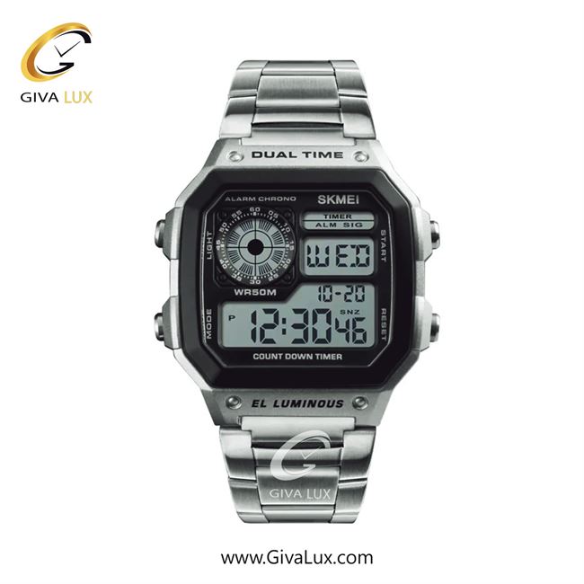 ساعت مچی اورجینال مردانه اسکمی (Skmei) دو زمانه مشکی | نقره ای| مشکی| کد رفرنس 1335