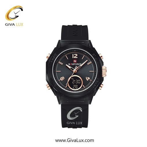 ساعت مچی اورجینال زنانه ناوی فورس|Naviforce|نوی فورس|نیوی فورس دو زمانه مشکی | مشکی| رزگلد-مشکی| کد رفرنس NF7109 B/B