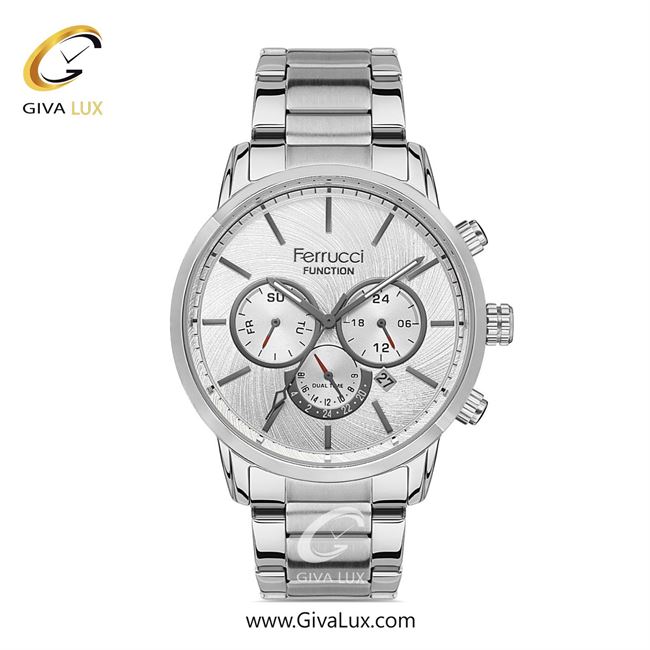 ساعت مچی اورجینال مردانه فروچی Ferrucci سه موتوره فول تایم نقره ای | نقره ای| نقره ای| کد رفرنس fcf.13406FM.01