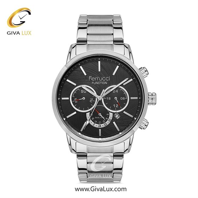ساعت مچی اورجینال مردانه فروچی Ferrucci سه موتوره فول تایم نقره ای | نقره ای| مشکی| کد رفرنس fcf.13406FM.02