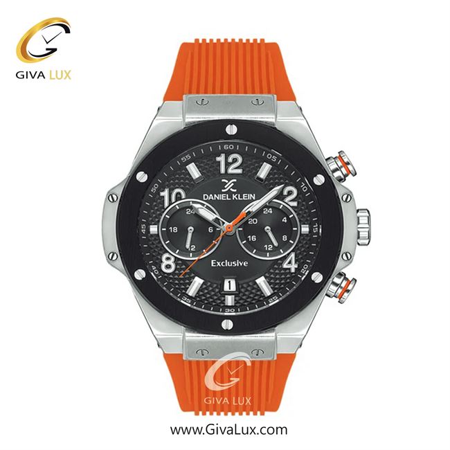 ساعت مچی اورجینال مردانه دنیل کلین سه موتوره کرنوگراف نقره ای | نارنجی| مشکی| کد رفرنس DK13615-4