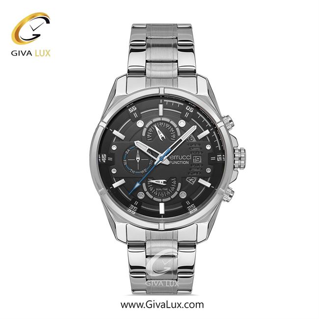 ساعت مچی اورجینال مردانه فروچی Ferrucci سه موتوره فول تایم نقره ای | نقره ای| مشکی| کد رفرنس fcf.13615FM.01