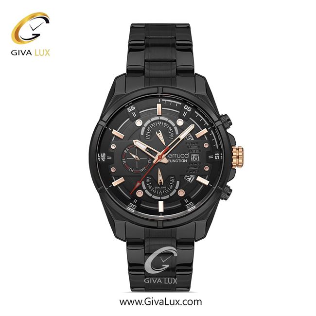 ساعت مچی اورجینال مردانه فروچی Ferrucci سه موتوره فول تایم مشکی | مشکی| مشکی| کد رفرنس fcf.13615FM.04