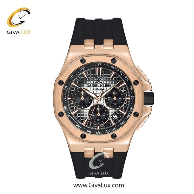 ساعت مچی اورجینال مردانه دنیل کلین سه موتوره کرنوگراف رزگلد | مشکی| مشکی| کد رفرنس DK13616-5