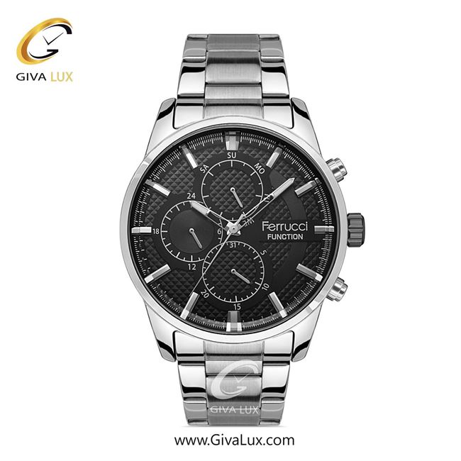ساعت مچی اورجینال مردانه فروچی Ferrucci سه موتوره فول تایم نقره ای | نقره ای| مشکی| کد رفرنس fcf.13659FM.04
