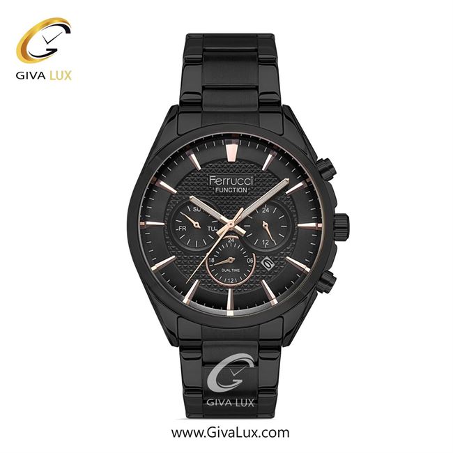 ساعت مچی اورجینال مردانه فروچی Ferrucci سه موتوره فول تایم مشکی | مشکی| مشکی| کد رفرنس fcf.13679FM.02