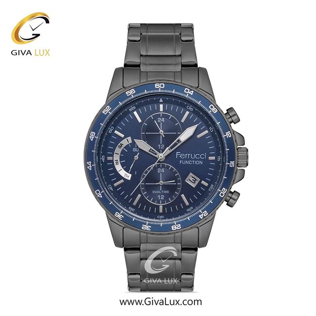 ساعت مچی اورجینال مردانه فروچی Ferrucci سه موتوره فول تایم تیتانیوم | تیتانیوم| سرمه ای| کد رفرنس fcf.13689FM.05