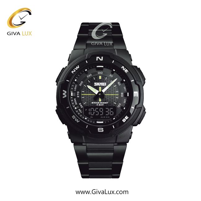 ساعت مچی اورجینال مردانه اسکمی (Skmei) دو زمانه مشکی | مشکی| مشکی| کد رفرنس 1370BKBK