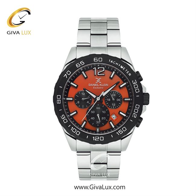 ساعت مچی اورجینال مردانه دنیل کلین سه موتوره کرنوگراف مشکی | نقره ای| نارنجی| کد رفرنس DK13743-2
