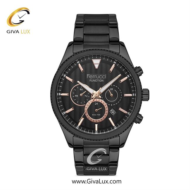 ساعت مچی اورجینال مردانه فروچی Ferrucci سه موتوره فول تایم مشکی | مشکی| مشکی| کد رفرنس fcf.13907FM.02
