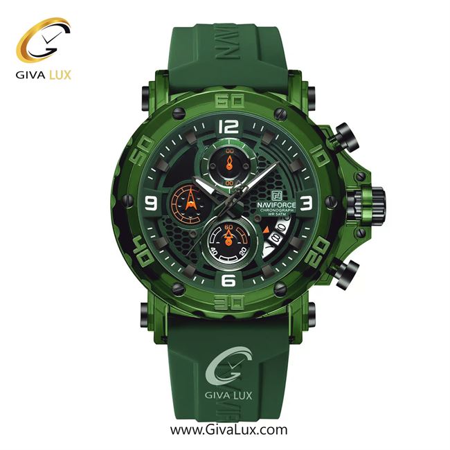 ساعت مچی اورجینال مردانه ناوی فورس|Naviforce|نوی فورس|نیوی فورس سه موتوره کرنوگراف سبز | سبز| سبز| کد رفرنس NF7123 GN/W/GN