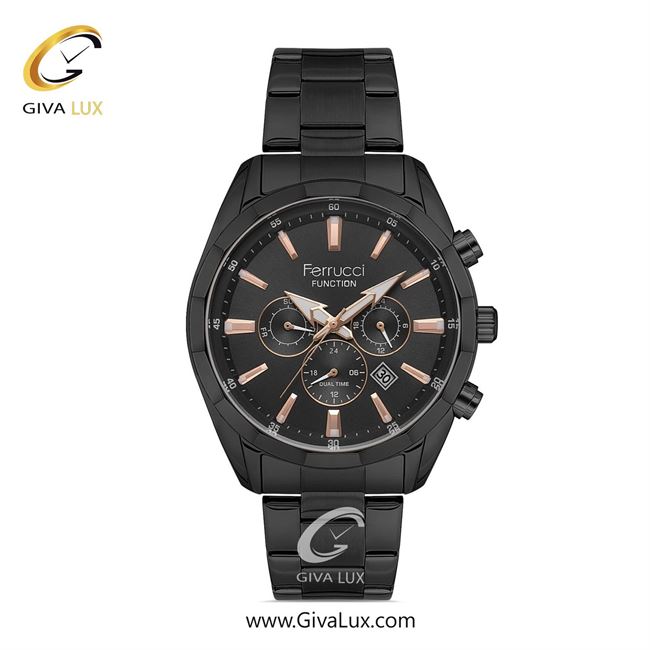 ساعت مچی اورجینال مردانه فروچی Ferrucci سه موتوره فول تایم مشکی | مشکی| مشکی| کد رفرنس fcf.14075FM.03