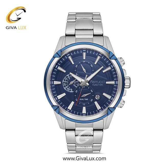 ساعت مچی اورجینال مردانه فروچی Ferrucci سه موتوره فول تایم نقره ای | نقره ای| سرمه ای| کد رفرنس fcf.14269FM.02