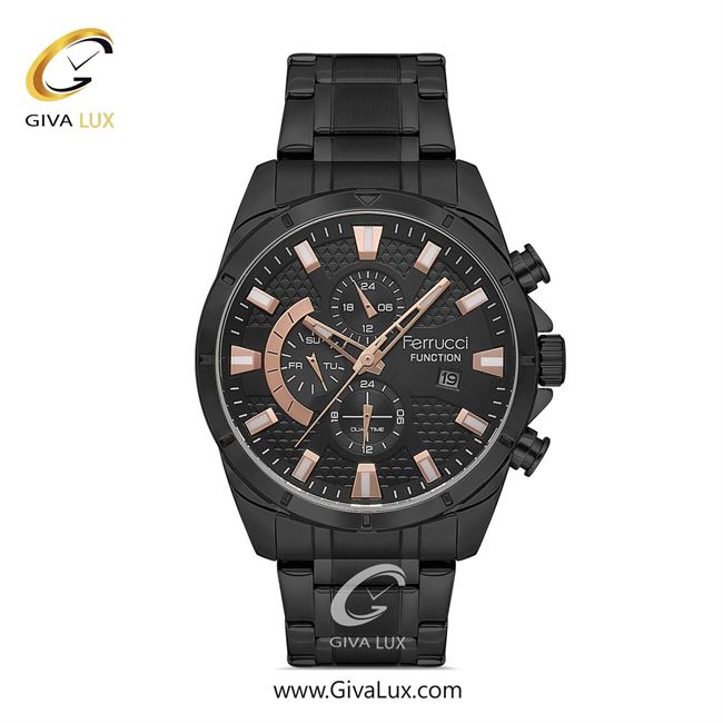 ساعت مچی اورجینال مردانه فروچی Ferrucci سه موتوره فول تایم مشکی | مشکی| مشکی| کد رفرنس FCF 14336FM.02