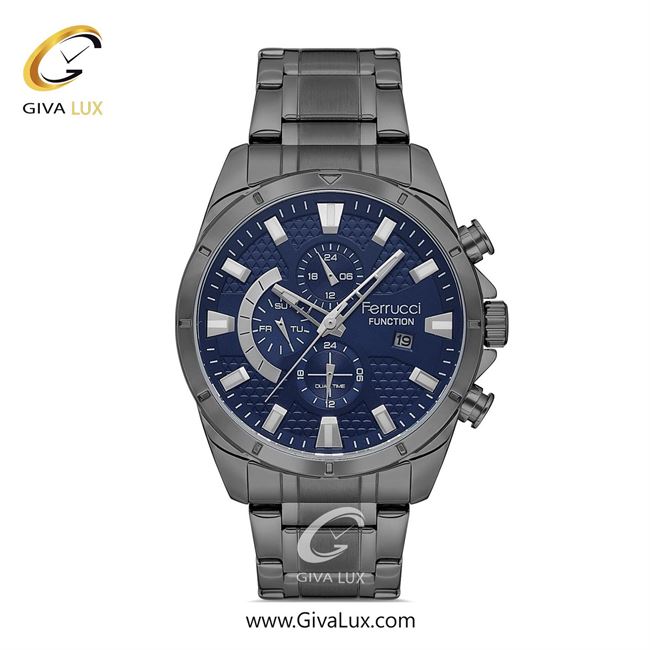 ساعت مچی اورجینال مردانه فروچی Ferrucci سه موتوره فول تایم تیتانیوم | تیتانیوم| سرمه ای| کد رفرنس FCF 14336FM.05